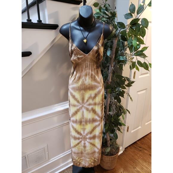 Lucky Brand Maxi Dress Women's S Multi Tie Dye Stretch Pleated Adjustable Strap - Picture 1 of 11